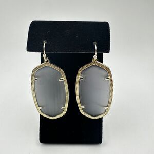Retired Kendra Scott Danielle dangle earrings in "Gray Cats-Eye" and gold tone!